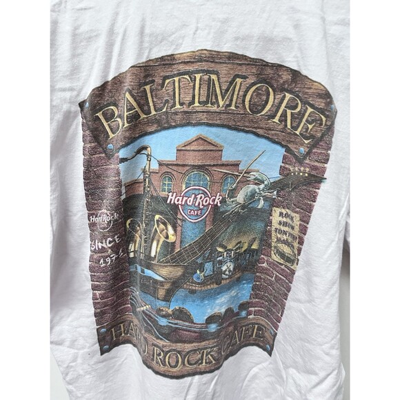 Vtg Hard Rock Cafe Baltimore Maryland Mens White T-Shirt Sz Large Short Sleeve - Picture 5 of 5